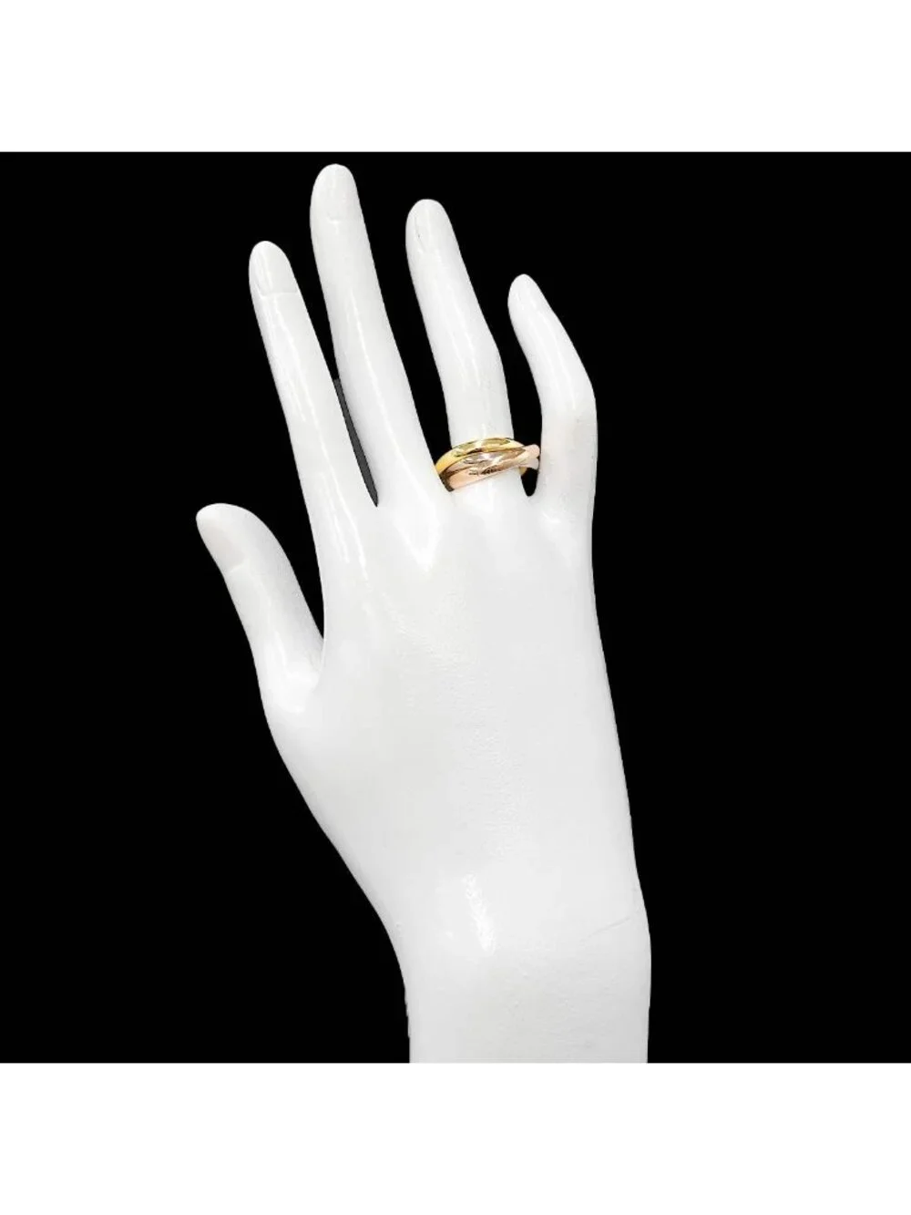 Cartier Trinity MM 52 Ring 18K YG WG PG Triple Strand